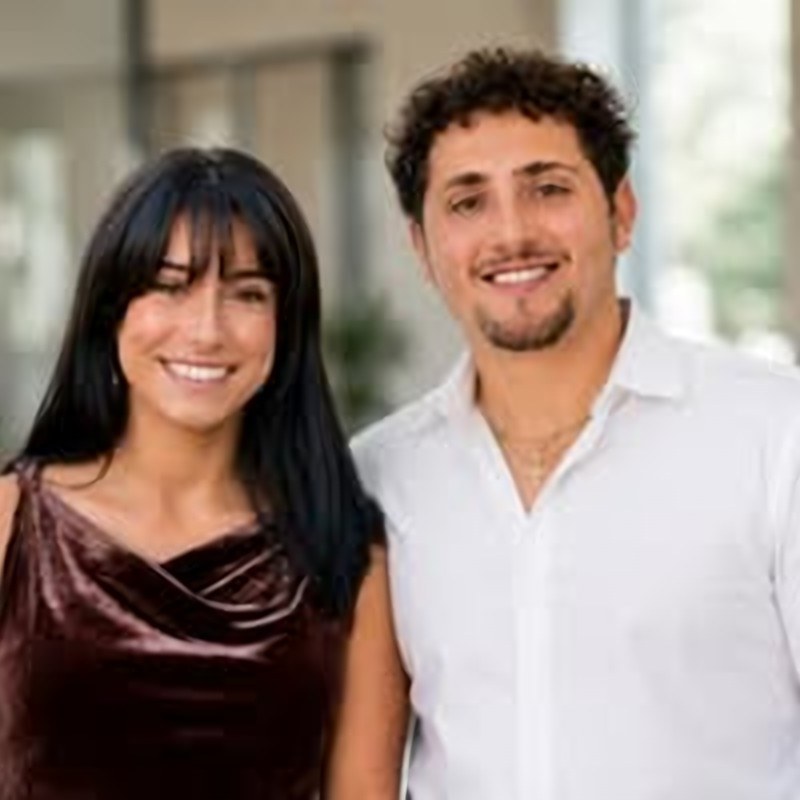 Becca and Drew smiling together